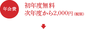 年会費：初年度無料、次年度から2,000円（税別）